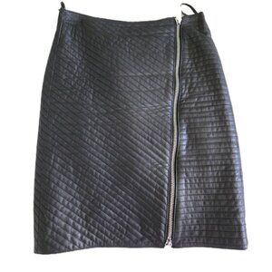 Reiss Black Leather Skirt – US 4 – Asymmetric Zip